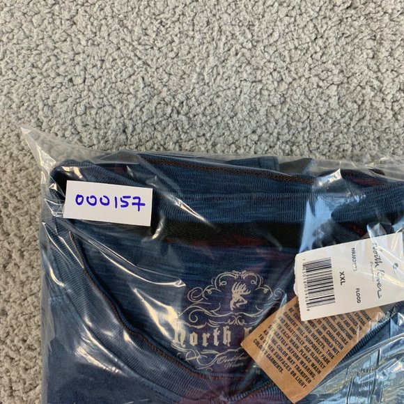 North‎ River Henley T Shirt Mens 2XL Vintage Finish Long Sleeve Blue Outdoor NWT - Picture 10 of 10